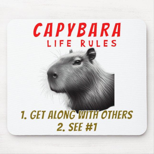 Mousepad Regras de Vida de Capybara - Siga Com Outros (Frente)