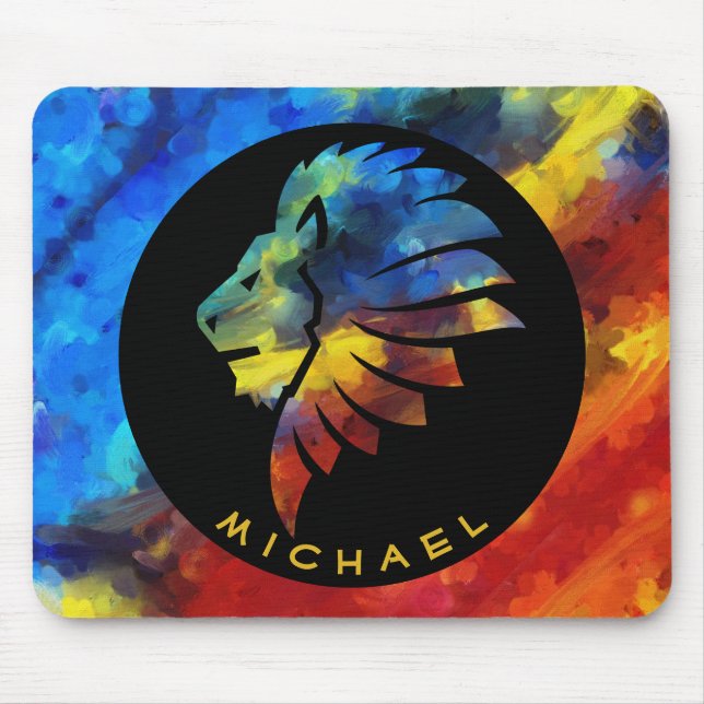 Mousepad Rei da selva, nome de aquarela monograma (Frente)