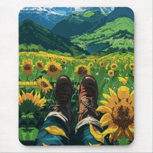 Mousepad Relaxando no Paraíso dos Girassóis