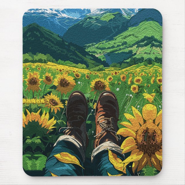 Mousepad Relaxando no Paraíso dos Girassóis (Frente)