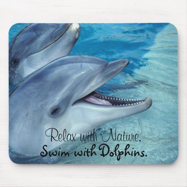 Mousepad Relaxe com natureza, natação com golfinhos (Frente)