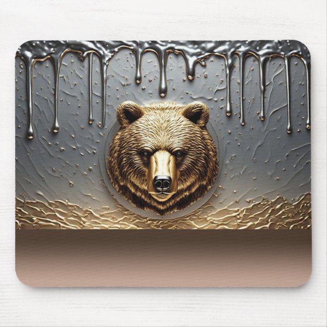 Mousepad Relevo de Urso Dourado Com Efeito de Gotejamento d (Frente)