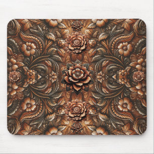Mousepad Relevo em Couro Falso com Estampa Floral Vintage