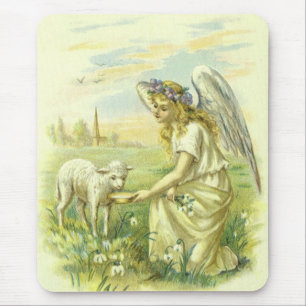 Mousepad Religião do vintage, anjo da páscoa do Victorian
