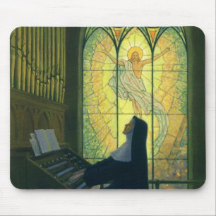 Mousepad Religião Vintage, Freira Tocando um Órgão na Igrej