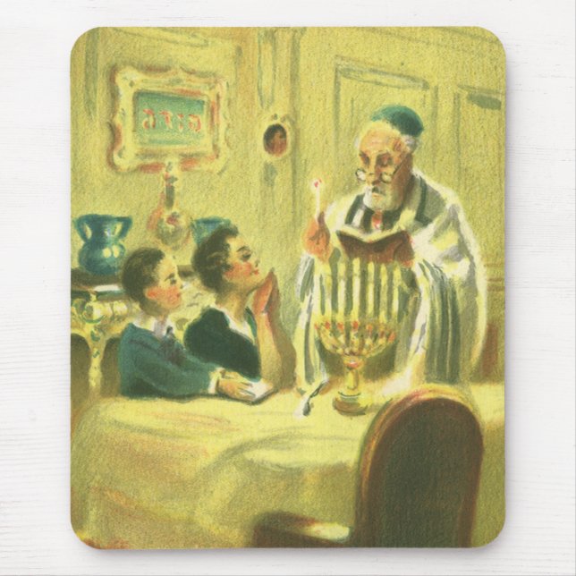 Mousepad Religião Vintage, Judaísmo, Iluminando a Menorah (Frente)
