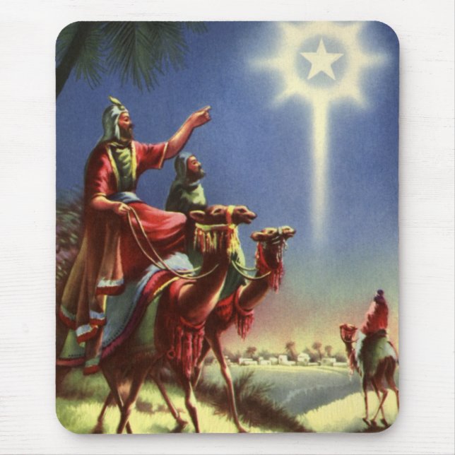 Mousepad Religião Vintage, Magos com Estrela de Belém (Frente)