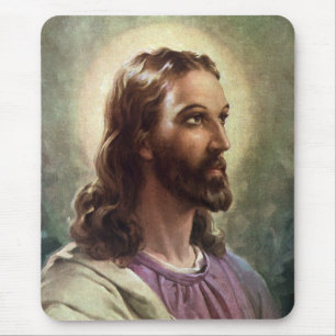 Mousepad Religioso Vintage, Cristo de Jesus Retrato com Hal