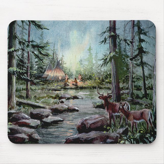 Mousepad RELÓGIO de 2 CERVOS por SHARON SHARPE (Frente)
