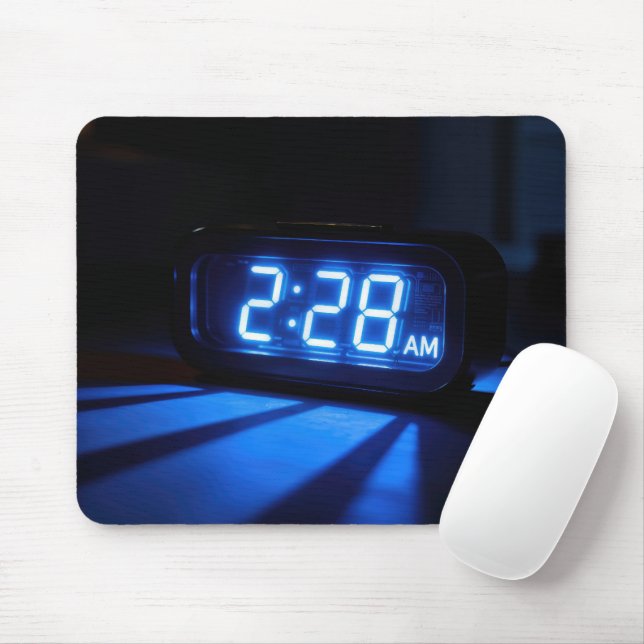 Mousepad Relógio de Mesa Neon Azul (Com mouse)