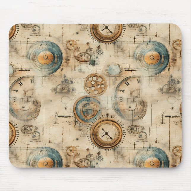 Mousepad Relógio Russo Steampunk Grunge (7) (Frente)