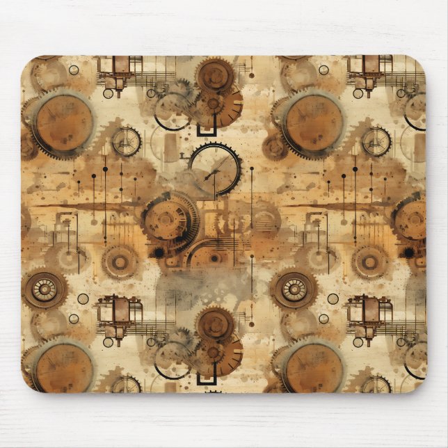 Mousepad Relógio Steampunk Rústico Grunge (Frente)