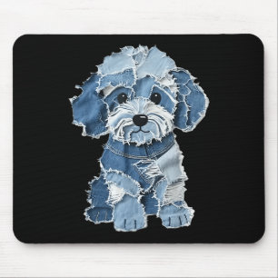 Mousepad Remendo de jeans engraçado retrô impressão de cach