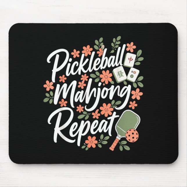 Mousepad Remo Floral de Flor Repetida de Mahjong de Pickleb (Frente)
