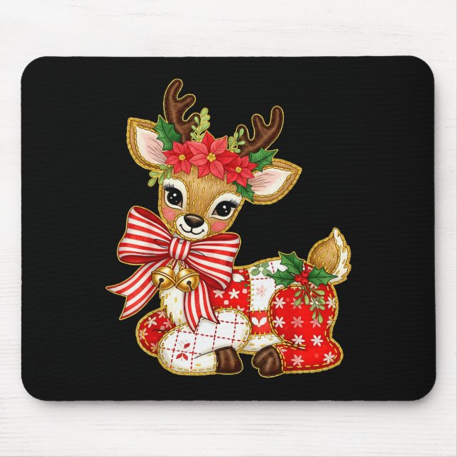 Mousepad Rena de Patchwork Pré-Natal Feminino Natal Festa d (Frente)