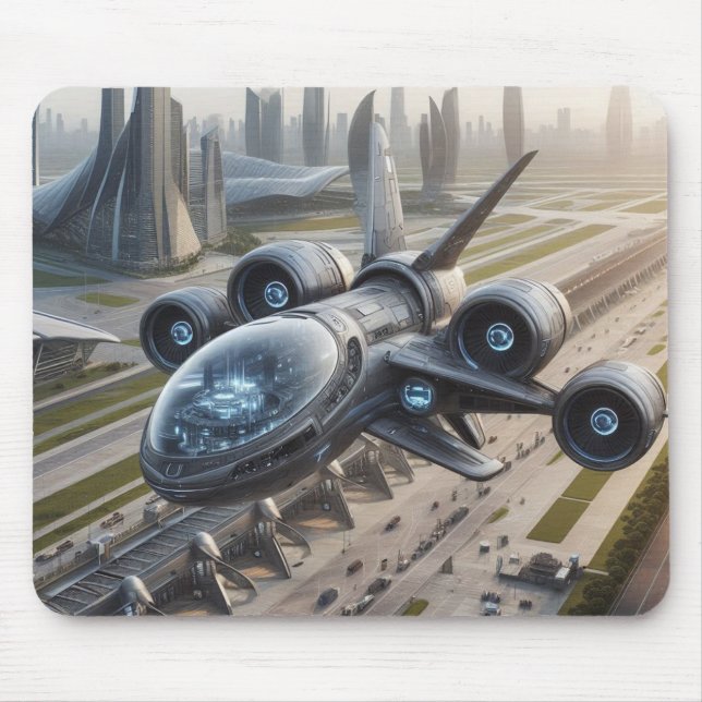 Mousepad Renderização digital de uma aeronave futurística (Frente)