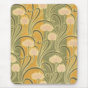 Mousepad Rene Beauclair's Art Nouveau Stripes & Flowers