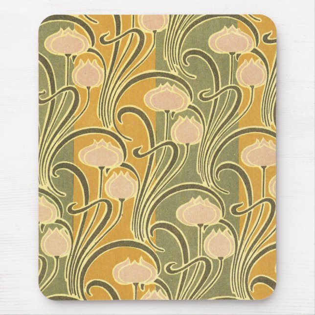 Mousepad Rene Beauclair's Art Nouveau Stripes & Flowers (Frente)