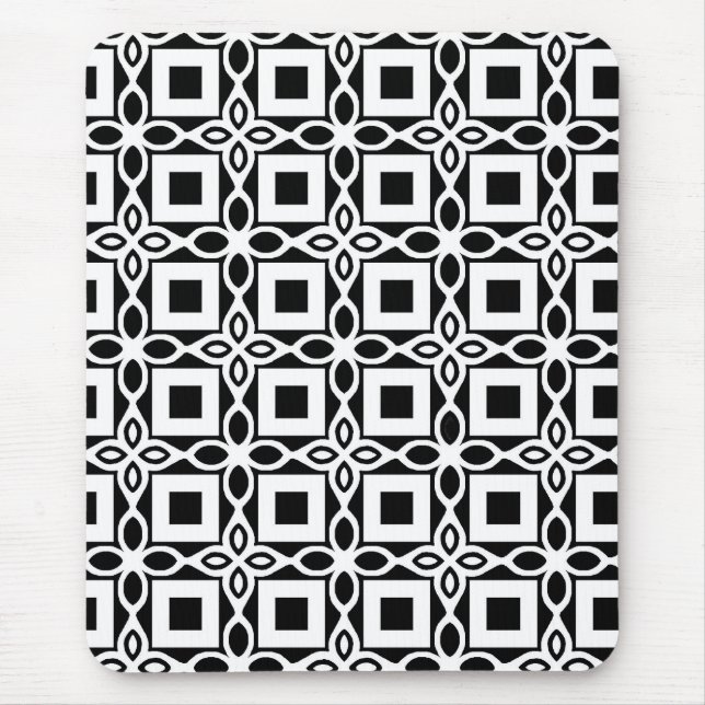 Mousepad Repeating GEOMETRIC PATTERN in black and white (Frente)