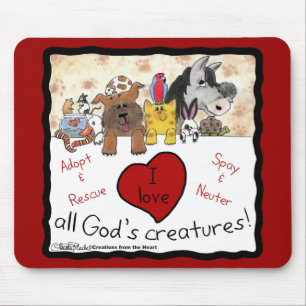 Mousepad Resgate de animais - Eu adoro todas as criaturas d