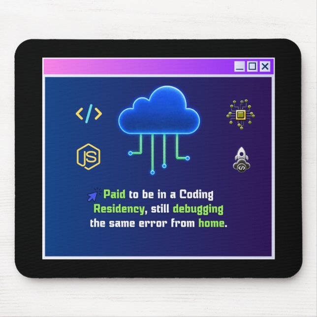 Mousepad Residência de Codificação Divertida, Hacker Retro  (Frente)