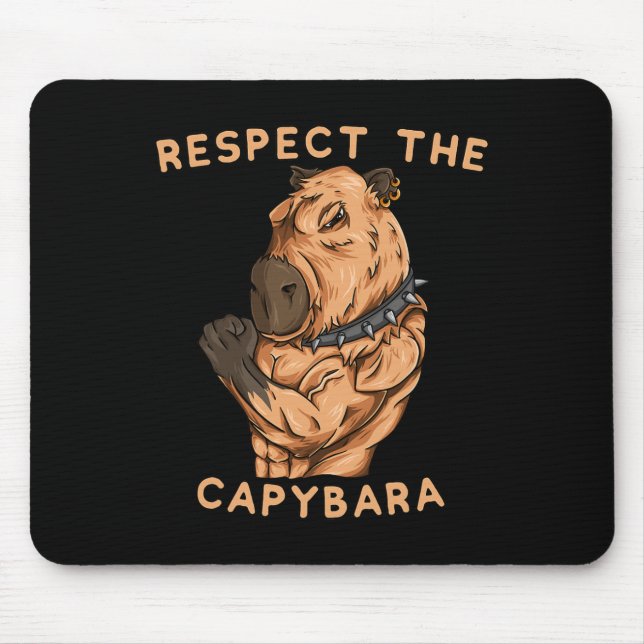 Mousepad Respect The Capybara - Funny Fitness Bodybuilder R (Frente)