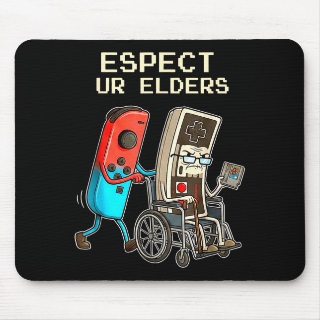 Mousepad Respect Ur Elders Retro Gaming Controller Funny  (Frente)