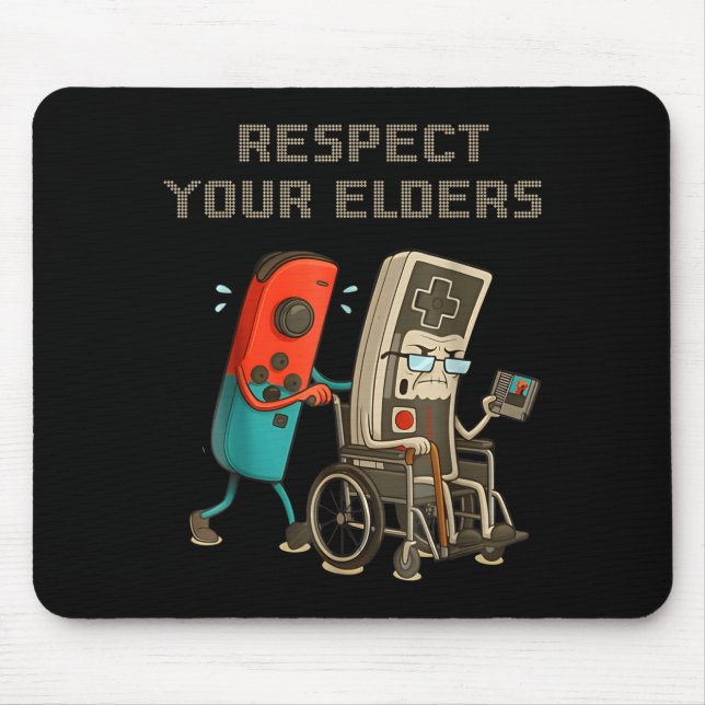 Mousepad Respect Your Elders Funny Retro Gaming Clic Consol (Frente)