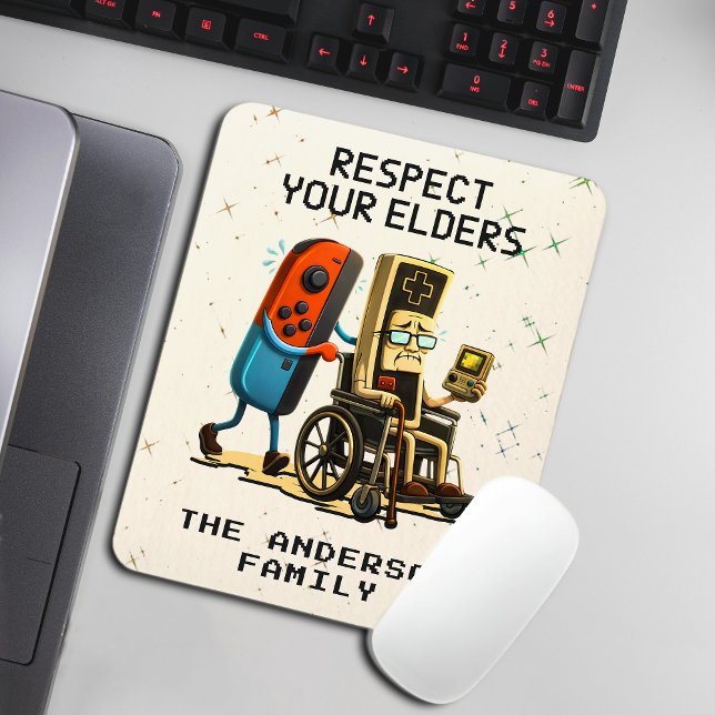 Mousepad Respect Your Elders Gaming Control Retro Funny (Criador carregado)