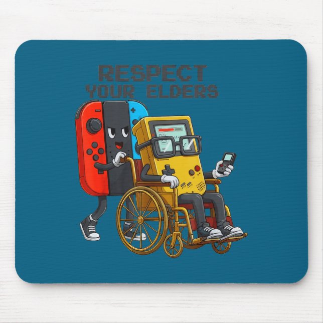 Mousepad Respect Your Elders Gaming Control Retro Funny Gam (Frente)
