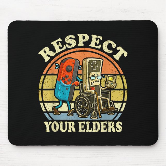 Mousepad Respect Your Elders Retro Gaming Funny Controller  (Frente)