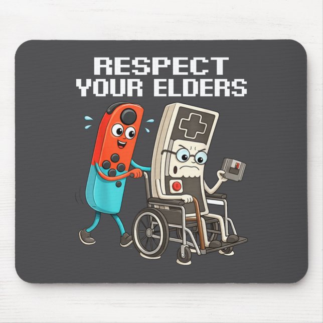 Mousepad Respect Your Elders Retro Gaming Funny Controller  (Frente)