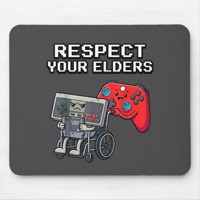 Mousepad Respect Your Elders Retro Gaming Funny Gamer Contr (Frente)
