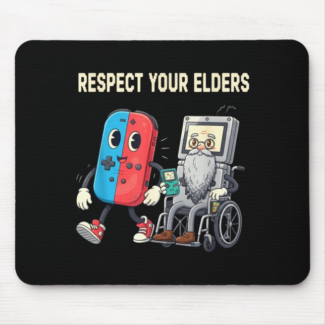 Mousepad Respect Your Elders Retro Gaming Funny Gamer Contr (Frente)