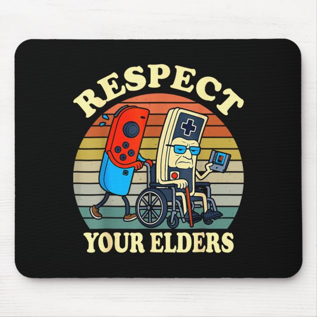 Mousepad Respect Your Elders Retro Gaming Funny Gamer Contr (Frente)