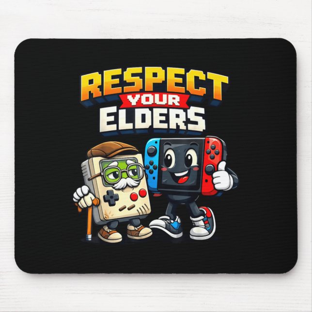 Mousepad Respect Your Elders Retro Gaming Funny Gamer Contr (Frente)