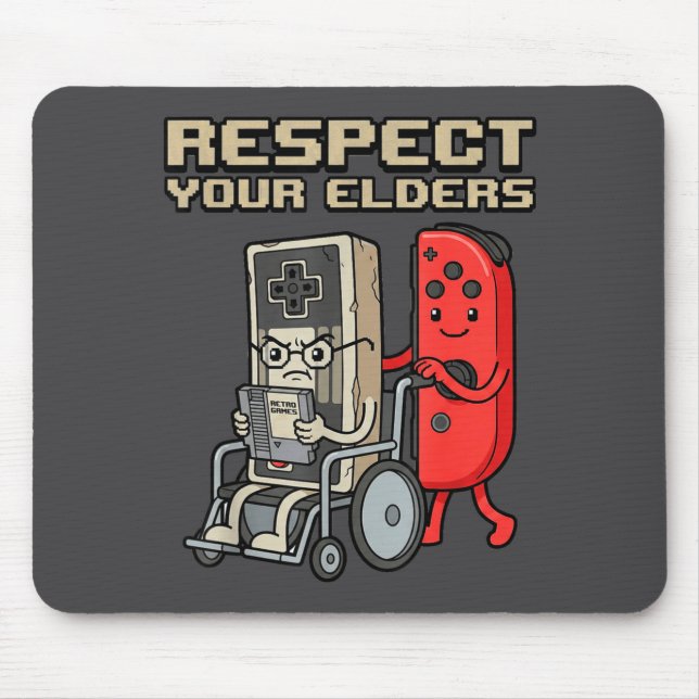 Mousepad Respect Your Elders Retro Gaming Funny Gamer Contr (Frente)