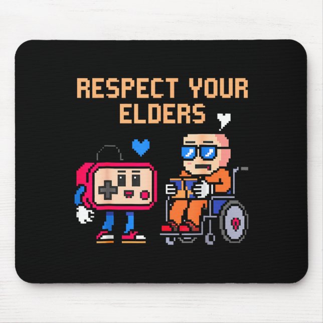Mousepad Respect Your Elders Retro Gaming Funny Gamer Contr (Frente)