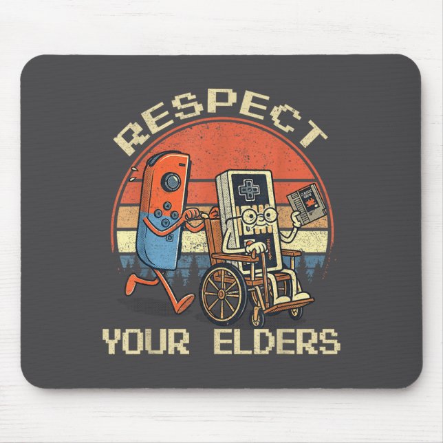 Mousepad Respect Your Elders Retro Gaming Funny Gamer Contr (Frente)