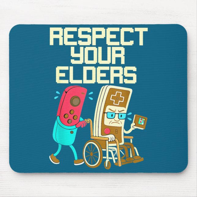 Mousepad Respect Your Elders Retro Gaming Funny Gamer Contr (Frente)