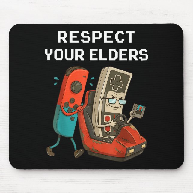 Mousepad Respect Your Elders Retro Gaming Funny Gamer Contr (Frente)