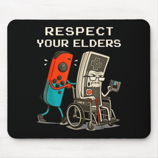 Mousepad Respect Your Elders Retro Gaming Funny Gamer Contr (Frente)