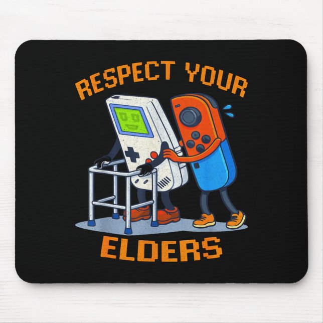 Mousepad Respect Your Elders Retro Gaming Funny Gamer Contr (Frente)