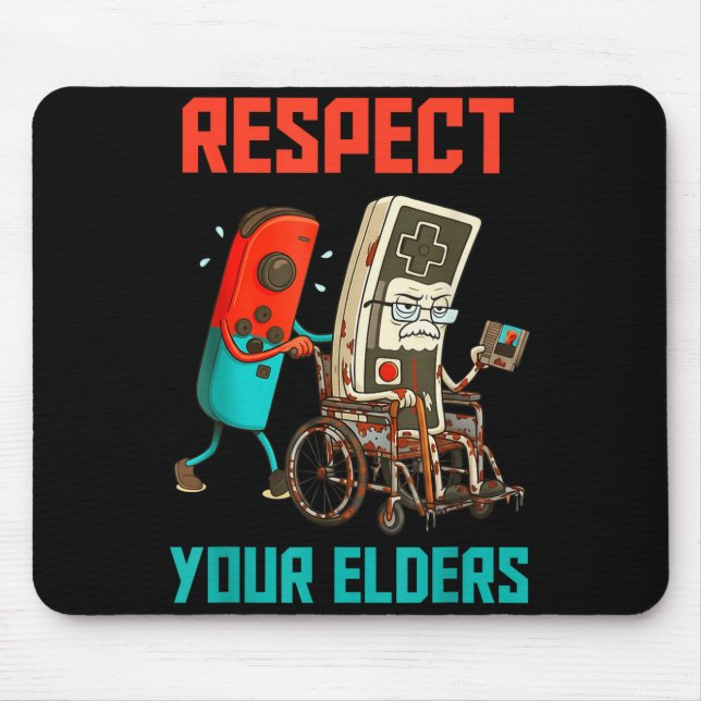 Mousepad Respect Your Elders Retro Gaming Video Gamer 80s B (Frente)