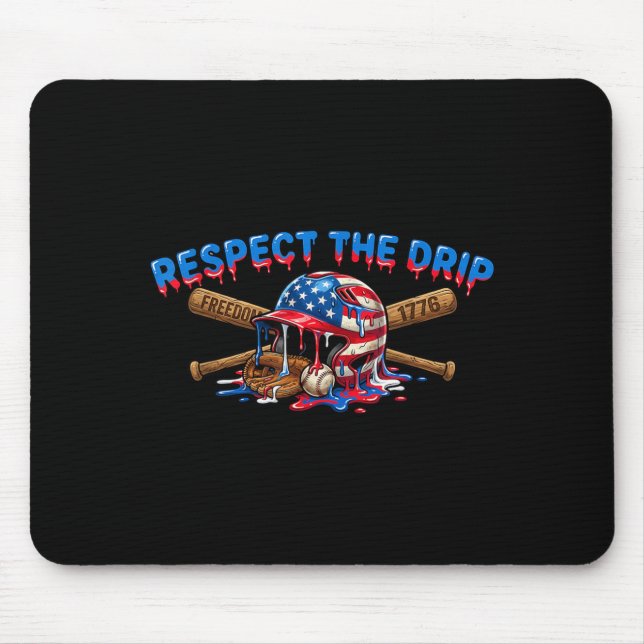 Mousepad Respeite O Drip Patriótico Beisebol 1776 Design (Frente)
