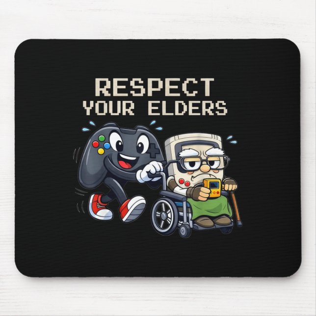 Mousepad Respeite Seus Anciãos Controle de Jogos Retro Engr (Frente)