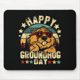 Mousepad Respeito retrô vintage ao groundhog divertido wood