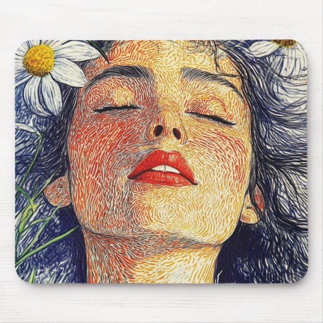 Mousepad Respire Com A Daisies A Mulher Do Retrato Da Natur (Frente)