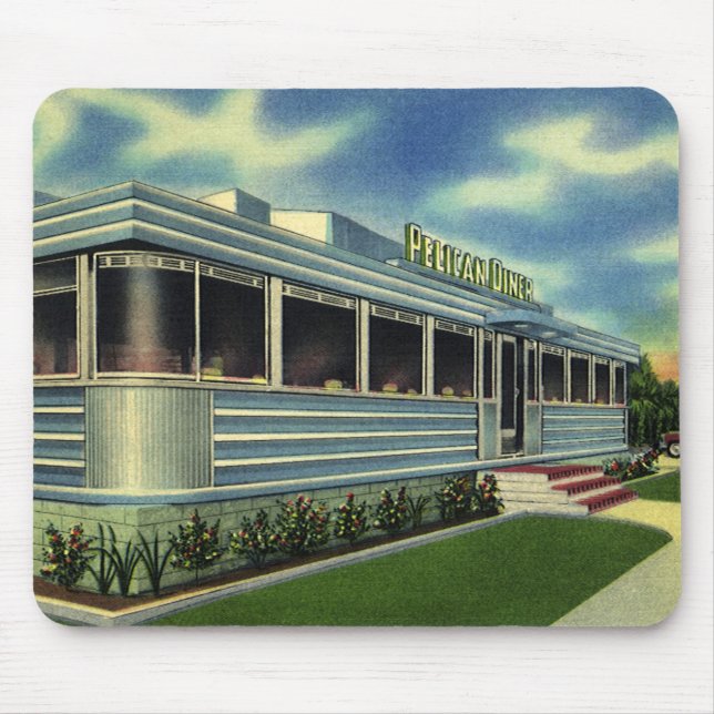 Mousepad Restaurante Retroativo do 50 Clássico Vintage Dine (Frente)