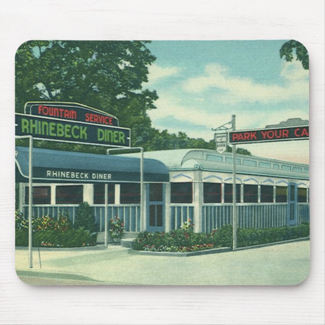 Mousepad Restaurante Vintage, Retrô Diner à Beira da Estrad (Frente)